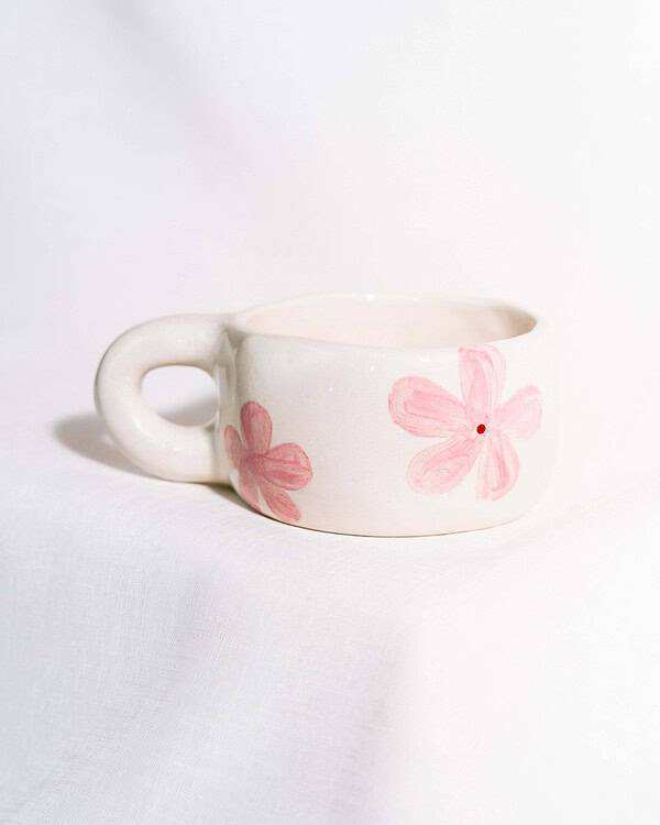 puodelis - gėlytė pink