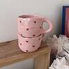 puodelis pink red hearts